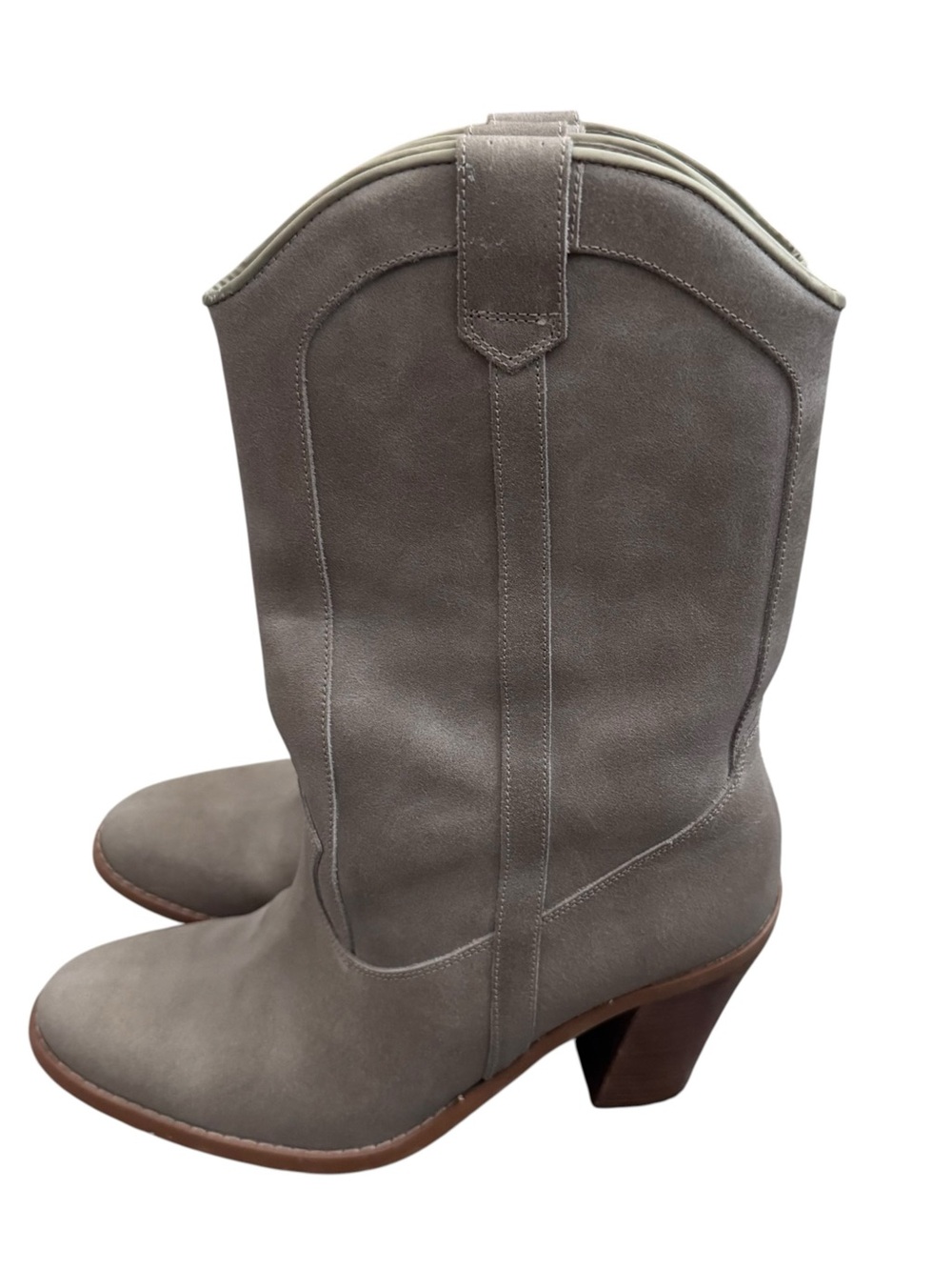 Jeffrey Campbell Leather Cowboy Boots Size 9 Gray Grey Rodeo Western Slip On
